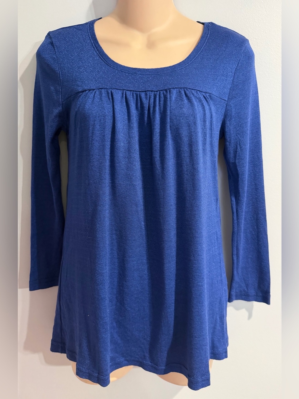 Michael Stars Shine Scoop Neck Blue 3/4 Sleeve Tee Shirt One Size Fits Most